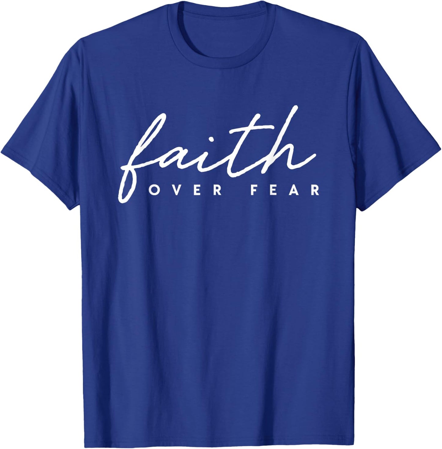Faith Over Fear Jesus Christian God Faith Cross Lion Gift T-Shirt - T-Shirt | Royal