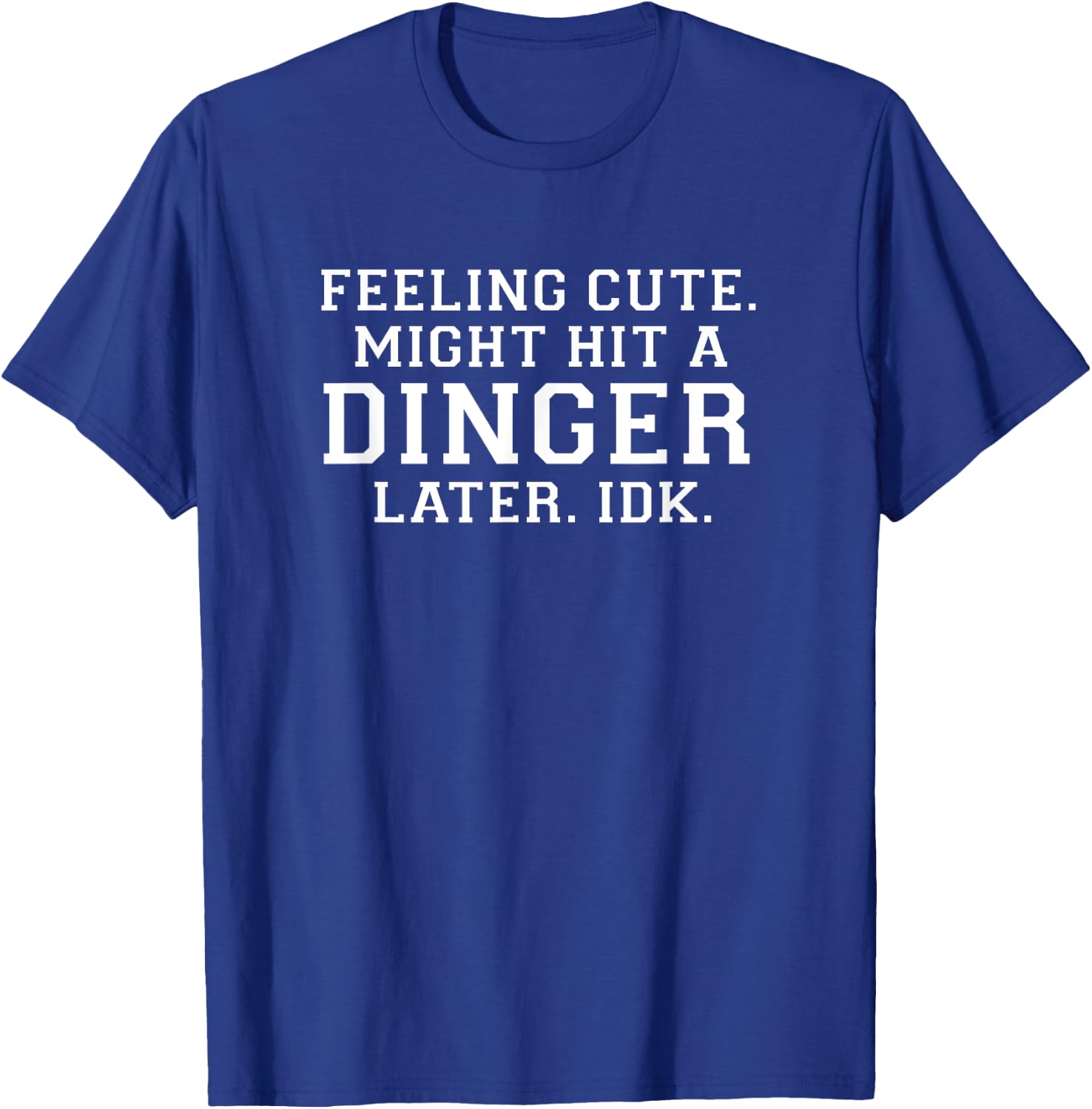 Feeling Cute Might Hit A Dinger Later IDK Funny T-Shirt - T-Shirt | Royal