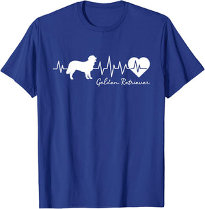 Golden Retriever - ECG Heartbeat Dog Owner Canine Lover Women Kids T-Shirt - T-Shirt | Royal