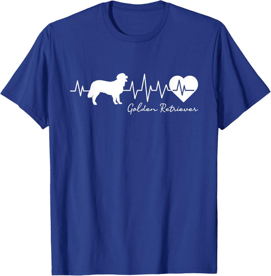 Golden Retriever - ECG Heartbeat Dog Owner Canine Lover Women Kids T-Shirt - T-Shirt | Royal