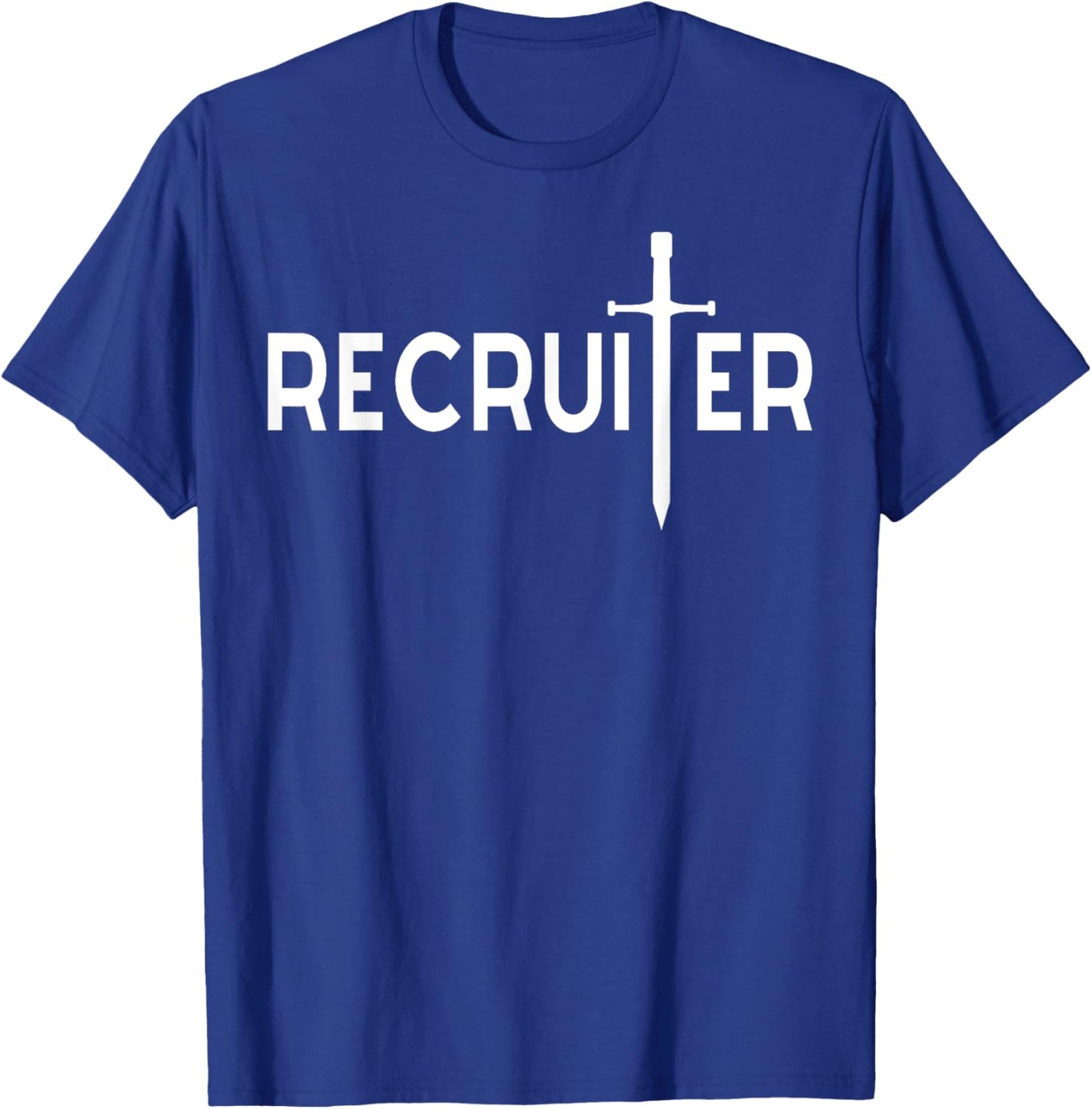 Recruiter, Jesus Cross Sword Shape for Christian Recruiting T-Shirt - T-Shirt | Royal