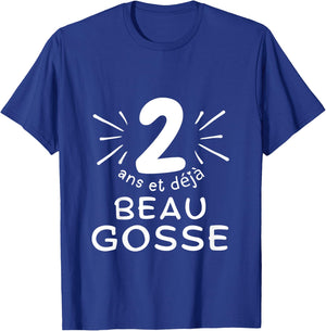 Child 2 years old and already handsome kid. phrase humor for gift boy , Black, 2 T-Shirt - T-Shirt | Royal