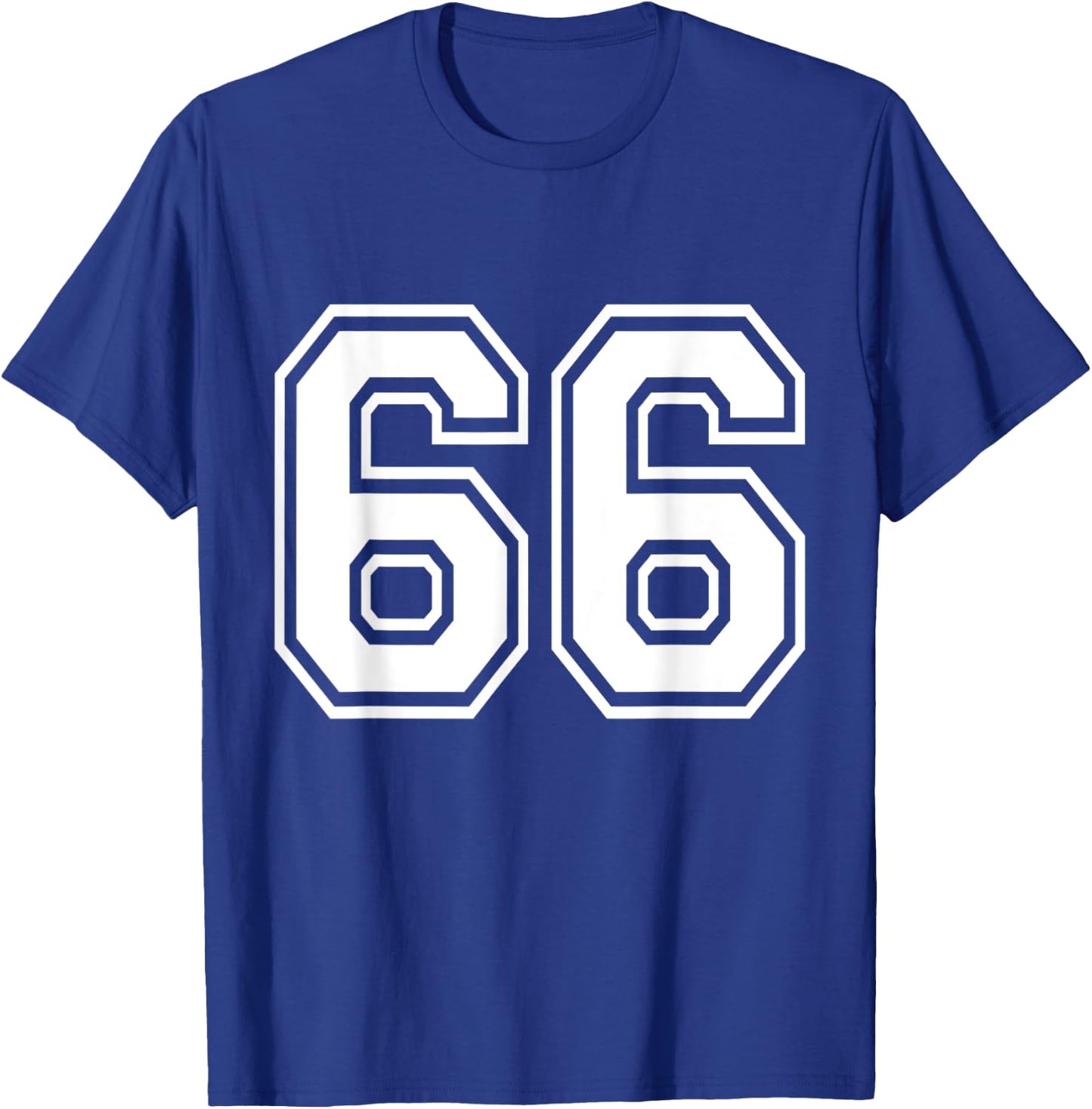 Number 66 Front + Back Varsity Sports Team 66th Birthday T-Shirt - T-Shirt | Royal