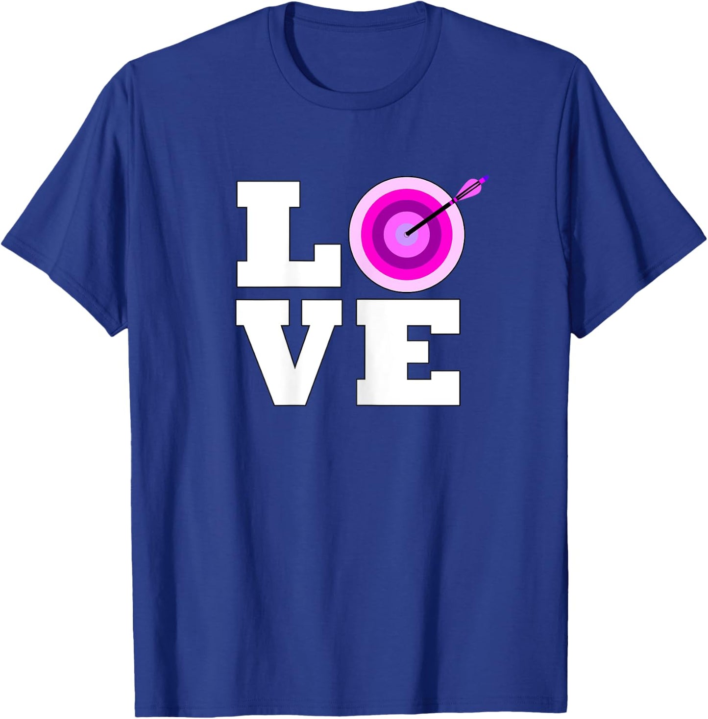 Girls Pink Archery LOVE Bow and Arrow Target Bullseye T-Shirt - T-Shirt | Royal