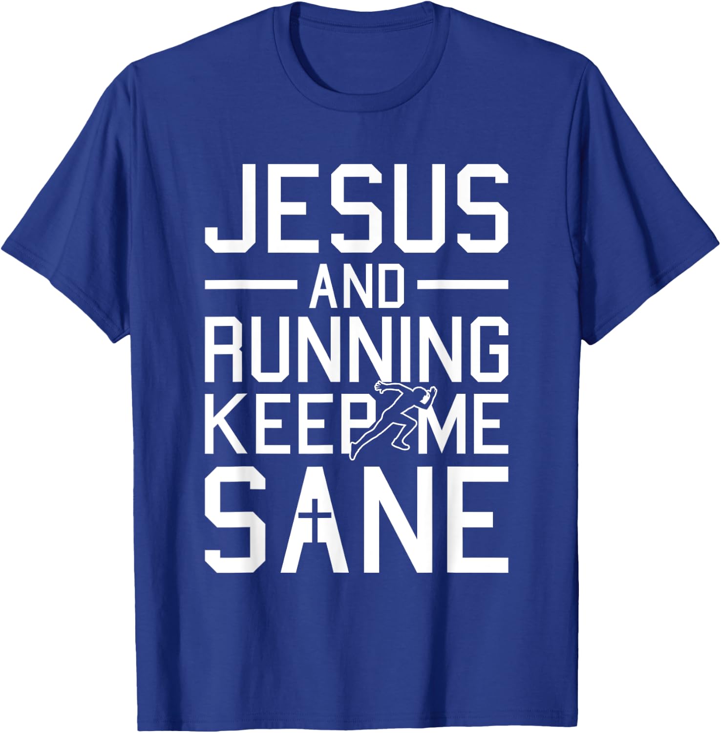Jesus And Running Christmas Religious Faith Christian Runner T-Shirt - T-Shirt | Royal