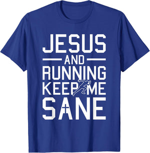 Jesus And Running Christmas Religious Faith Christian Runner T-Shirt - T-Shirt | Royal
