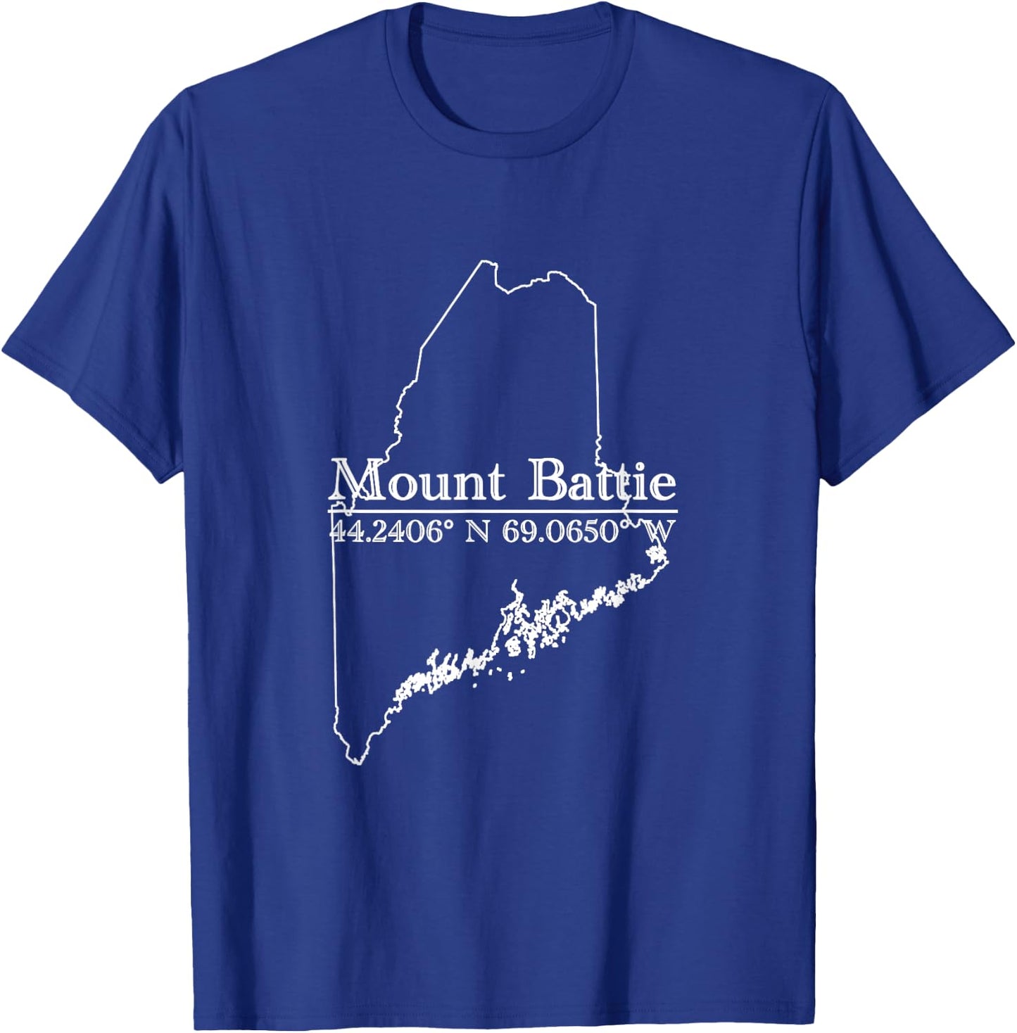 Mount Battie Camden Maine Coordinates T-Shirt - T-Shirt | Royal