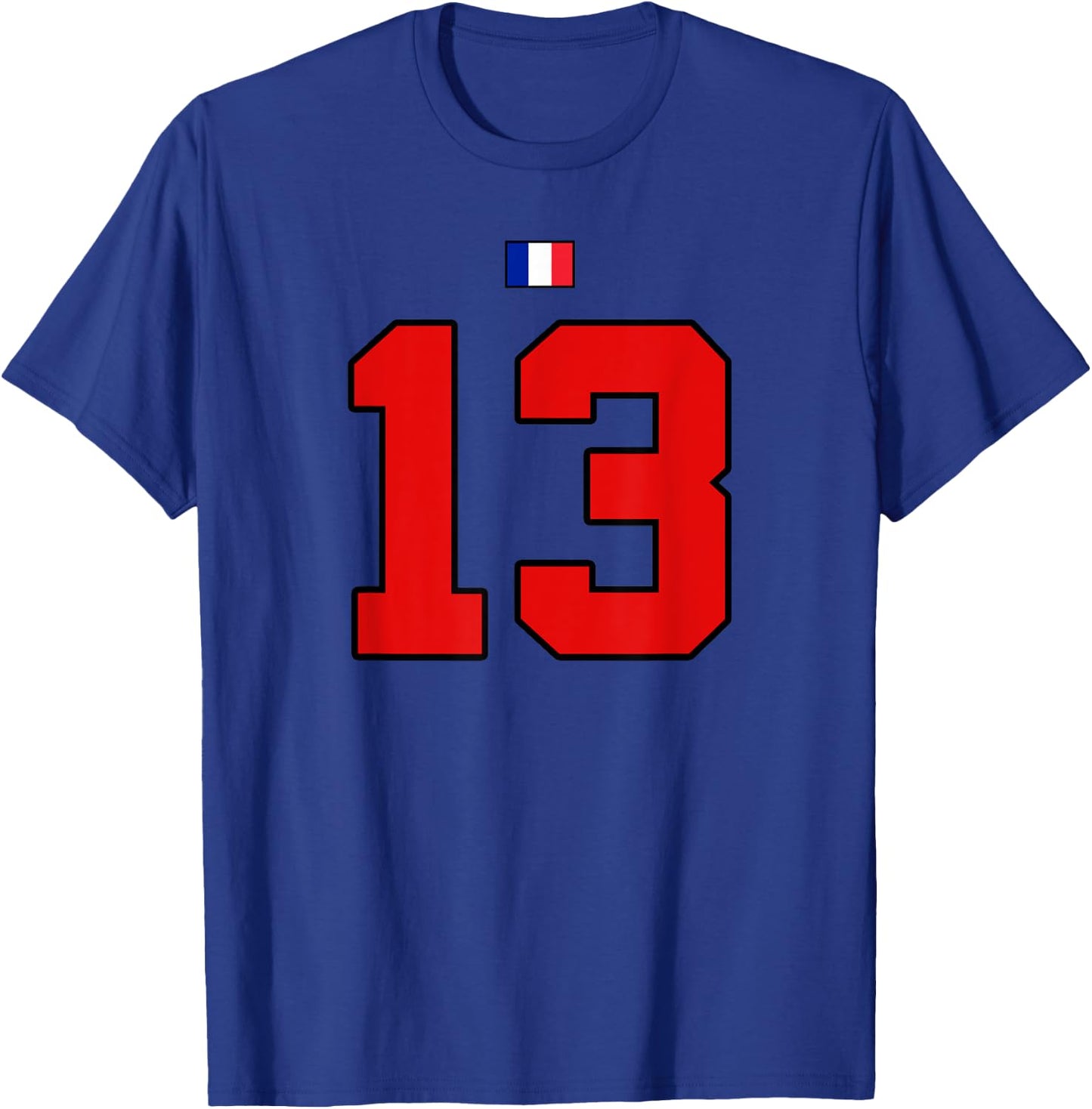 College 13 Number Style Vintage France Flag T-Shirt - T-Shirt | Royal