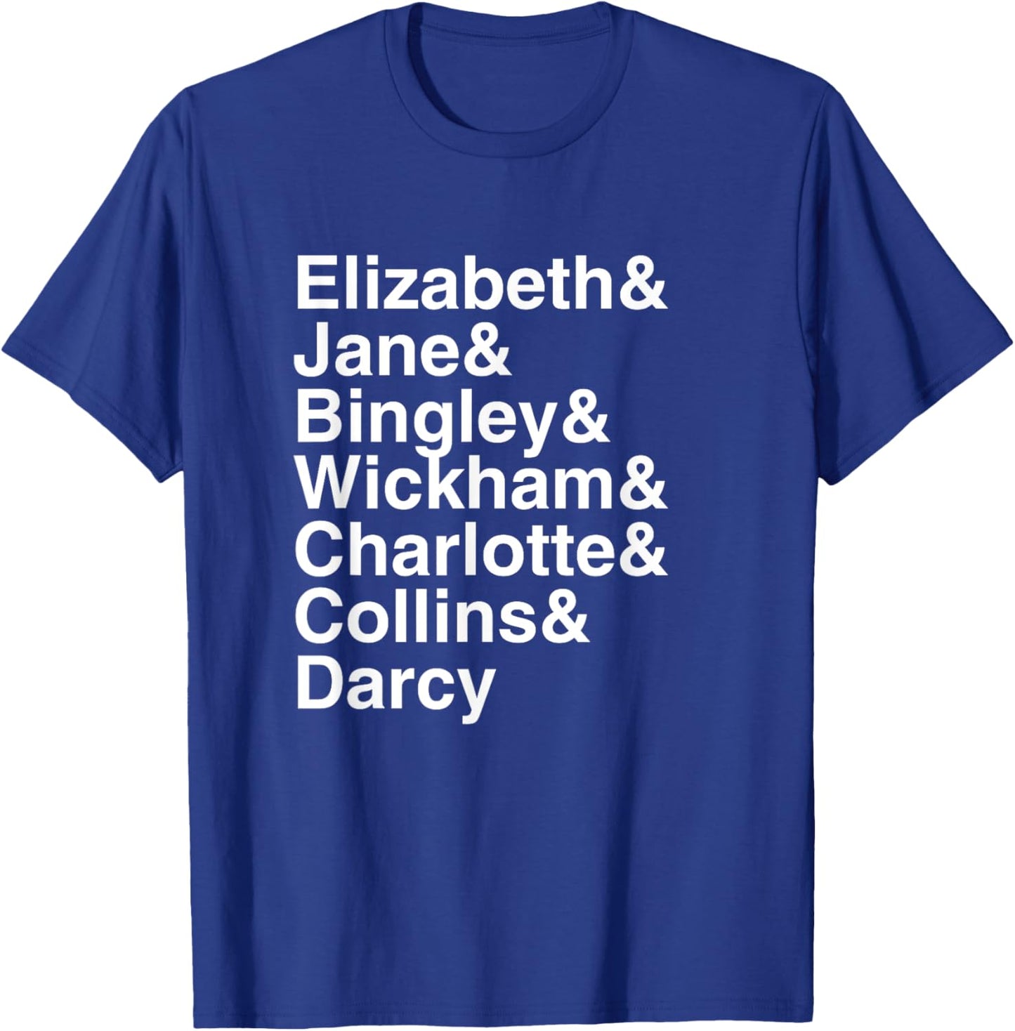 Jane Austen Pride & Prejudice Character List T-Shirt - T-Shirt | Royal