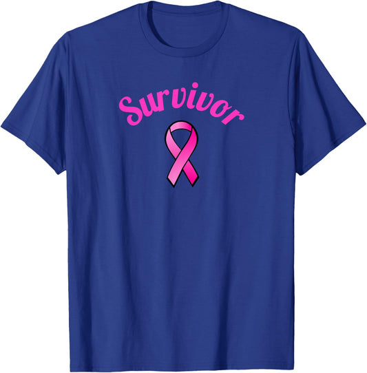 Breast Cancer Awareness Pink Ribbon Survivor Gift Design T-Shirt - T-Shirt | Royal