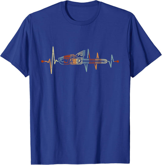 Retro Chainsaw Heartbeat Lumberjack , black, s T-Shirt - T-Shirt | Royal