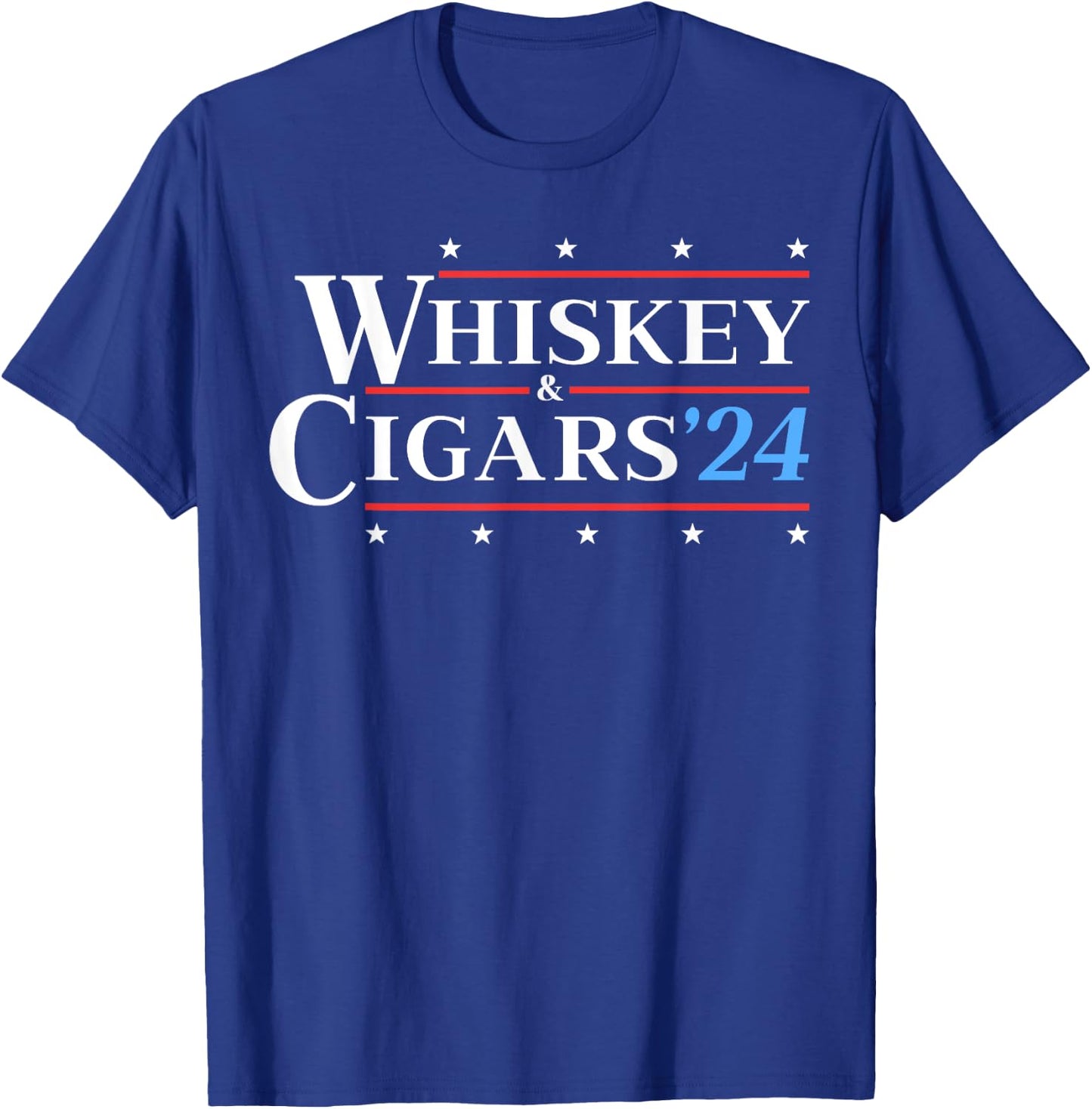 Whiskey & Cigars '24 Funny Presidential Election 2024 Parody T-Shirt - T-Shirt | Royal