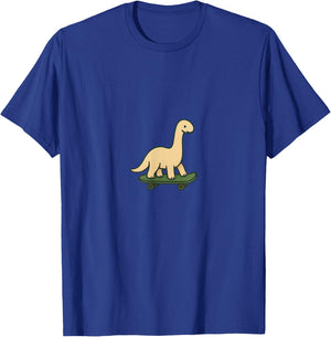 Dino On Skateboard - Funny Children's Illustration T-Shirt - T-Shirt | Royal