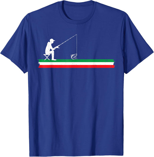 Proud Italian Fisherman Italy Flag Italian Walleye Fishing T-Shirt - T-Shirt | Royal