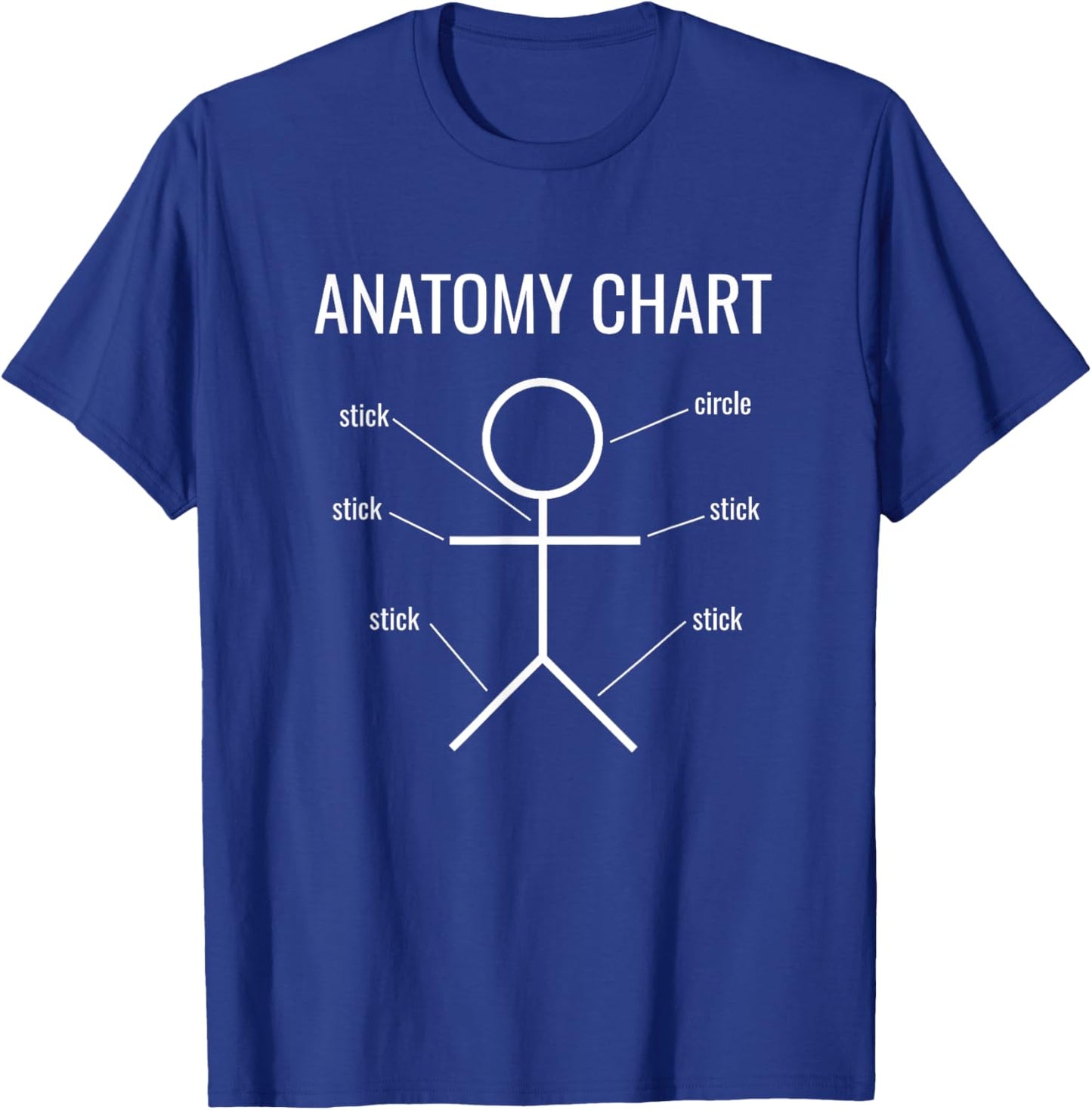 Stick Figure Anatomy Chart Funny T-Shirt - T-Shirt | Royal