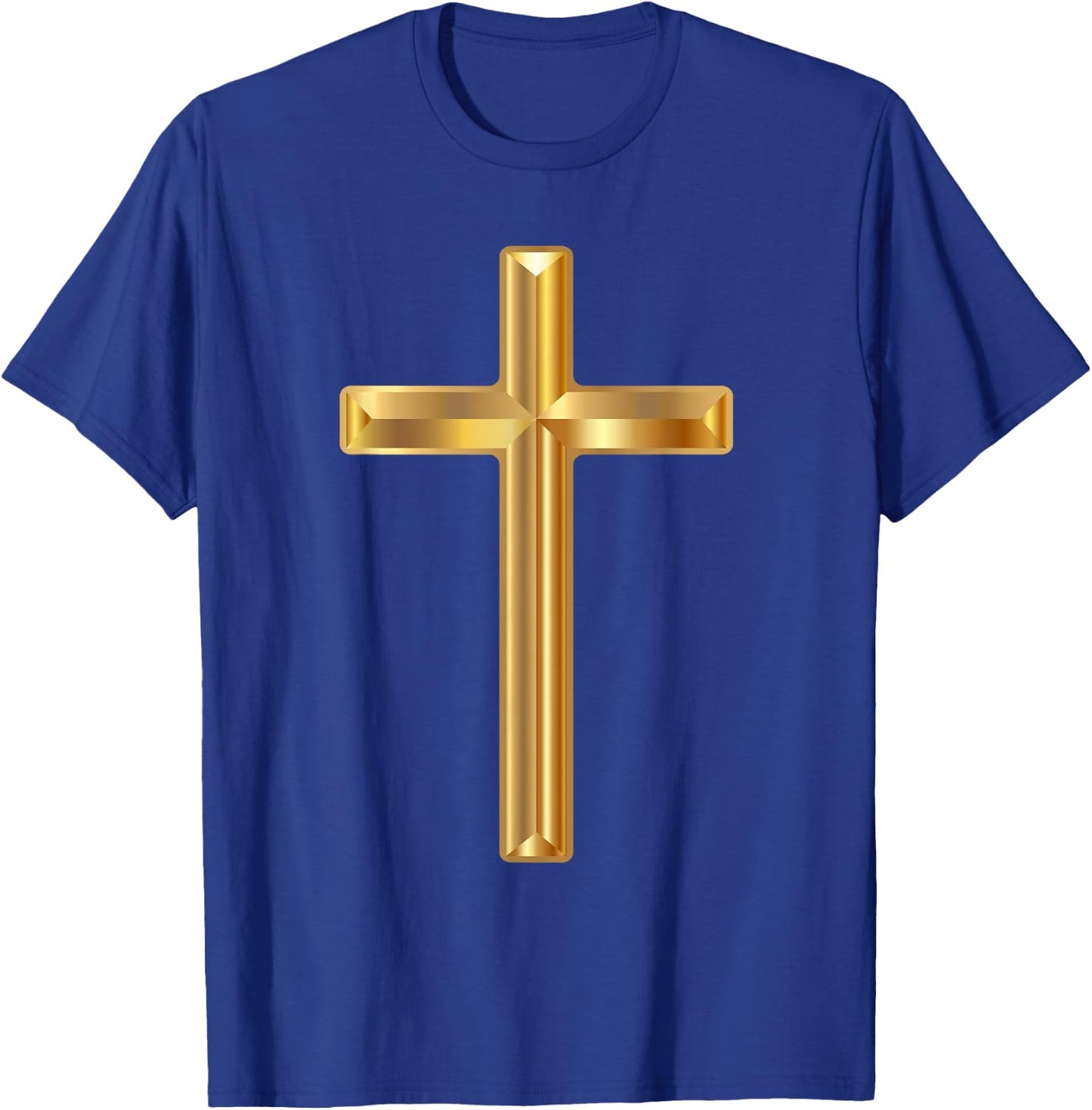 Jesus Holy Cross Gold Cross - Boys' -Adults Black Solid Color Modern Christian Gift - Small - Short Sleeve - Winter - 1 Count - 0 Pockets - Non-Stretchable - Machine Wash T-Shirt - T-Shirt | Royal