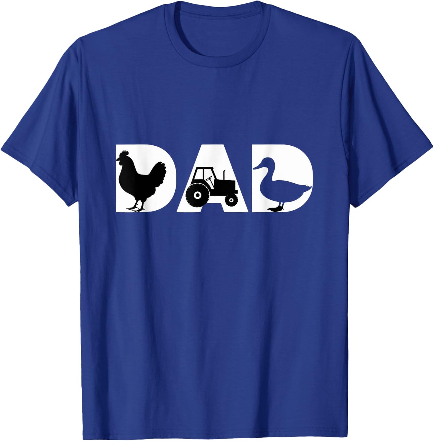 Dad With Tractor Chicken Duck Silhouette T-Shirt - T-Shirt | Royal