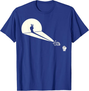 Funny Rabbit Silhouette Hand Shadow Puppetry - Funny Puppet T-Shirt - T-Shirt | Royal