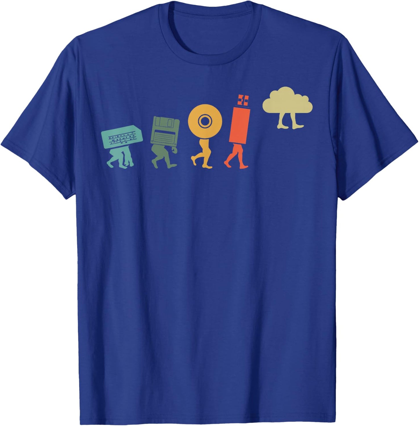 Retro Evolution Of Cloud Computing - Cloud Developer T-Shirt - T-Shirt | Royal