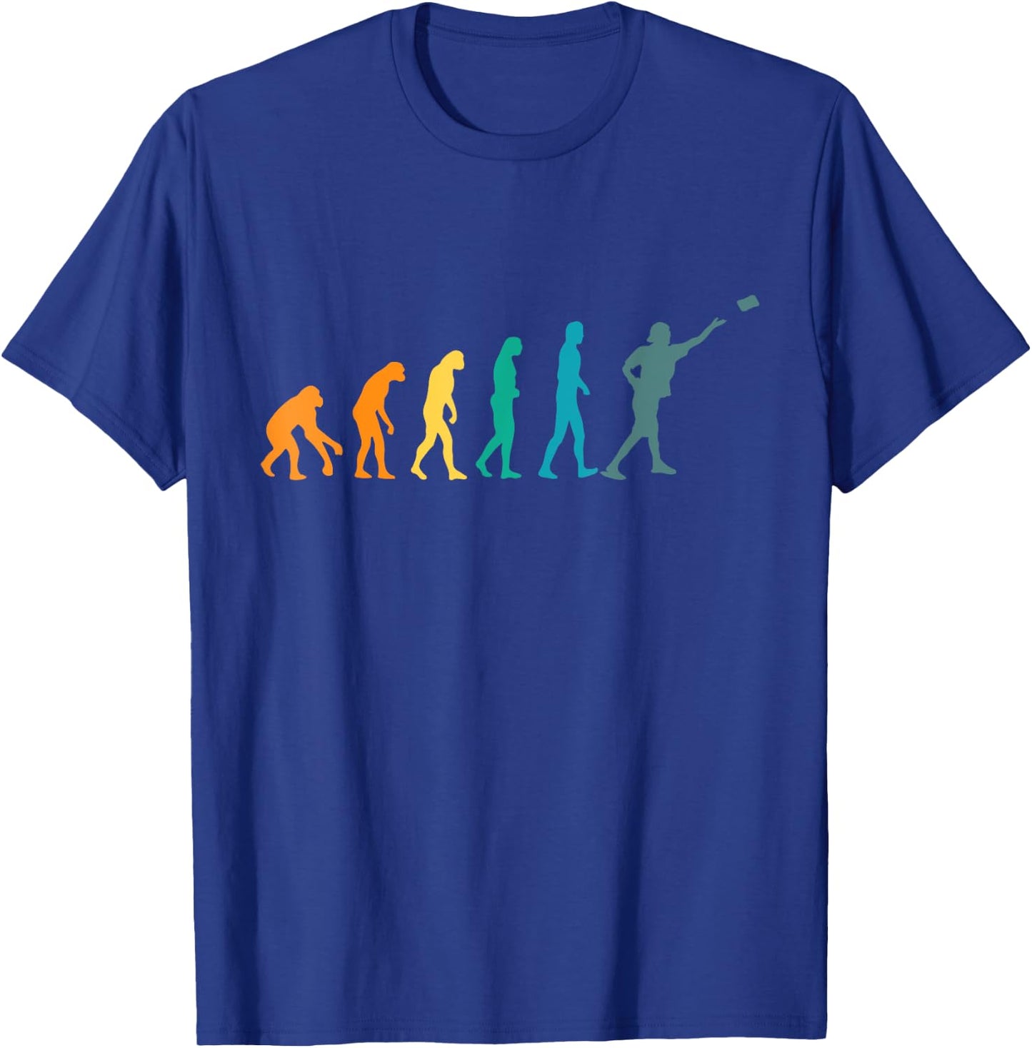 Cornhole Player Human Evolution Funny Cornhole T-Shirt - T-Shirt | Royal