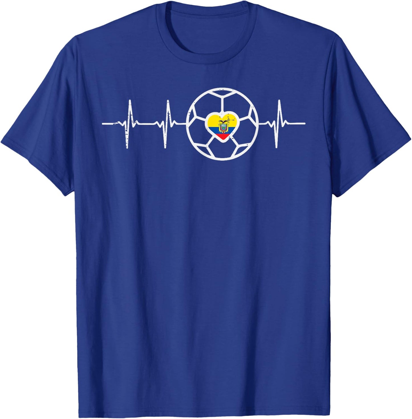 Heartbeat Ecuador Flag Soccer Football Fan Men Women Kids T-Shirt - T-Shirt | Royal
