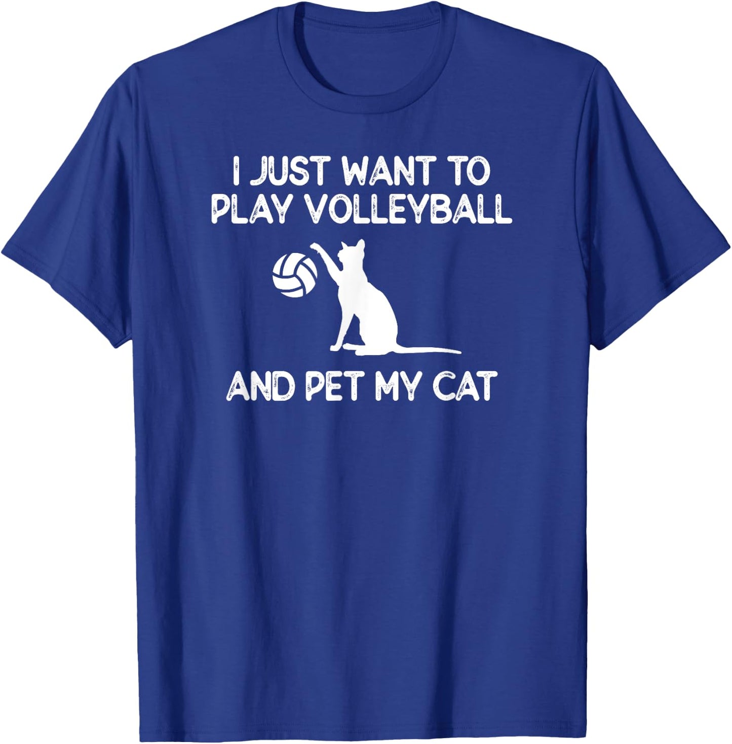 Volleyball Women Cat Lover Gift Volleyball Cat T-Shirt - T-Shirt | Royal