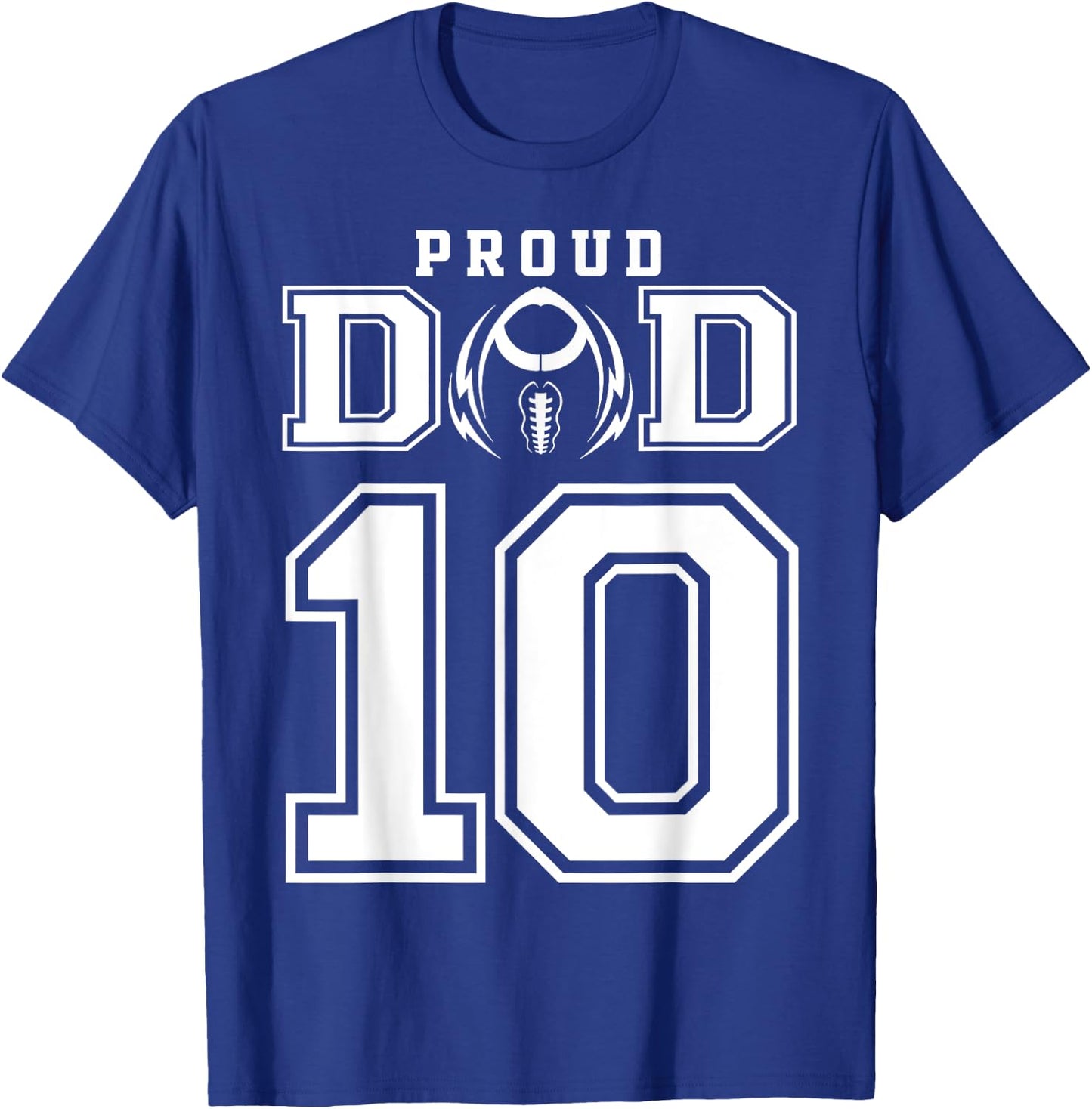 Custom Proud Football Dad Number 10 Personalized T-Shirt - T-Shirt | Royal