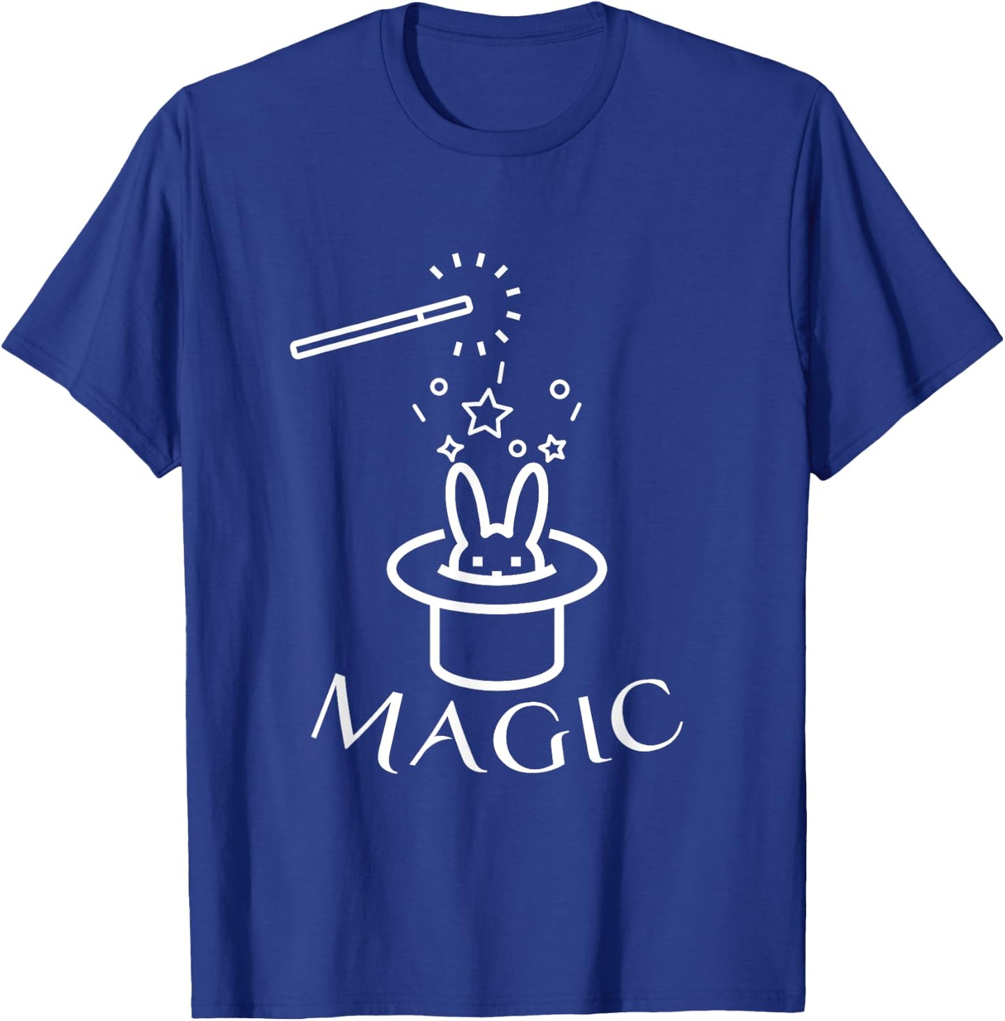 Rabbit In Magic Hat With Magic Wand Magician T-Shirt - T-Shirt | Royal