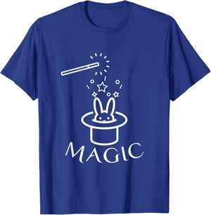 Rabbit In Magic Hat With Magic Wand Magician T-Shirt - T-Shirt | Royal