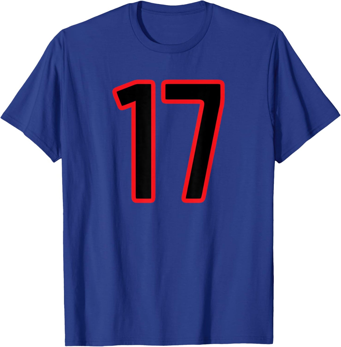 Number #17 Sport Red Black Number T-Shirt - T-Shirt | Royal