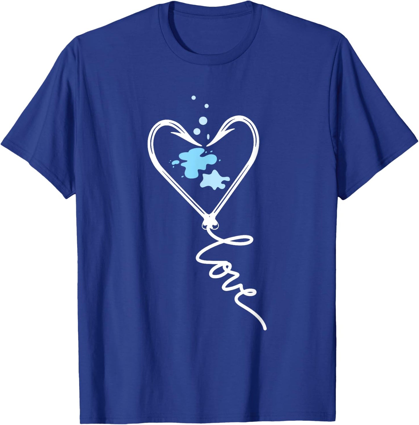 Cute - Fish Hook Heart Love Fishing T-Shirt - T-Shirt | Royal