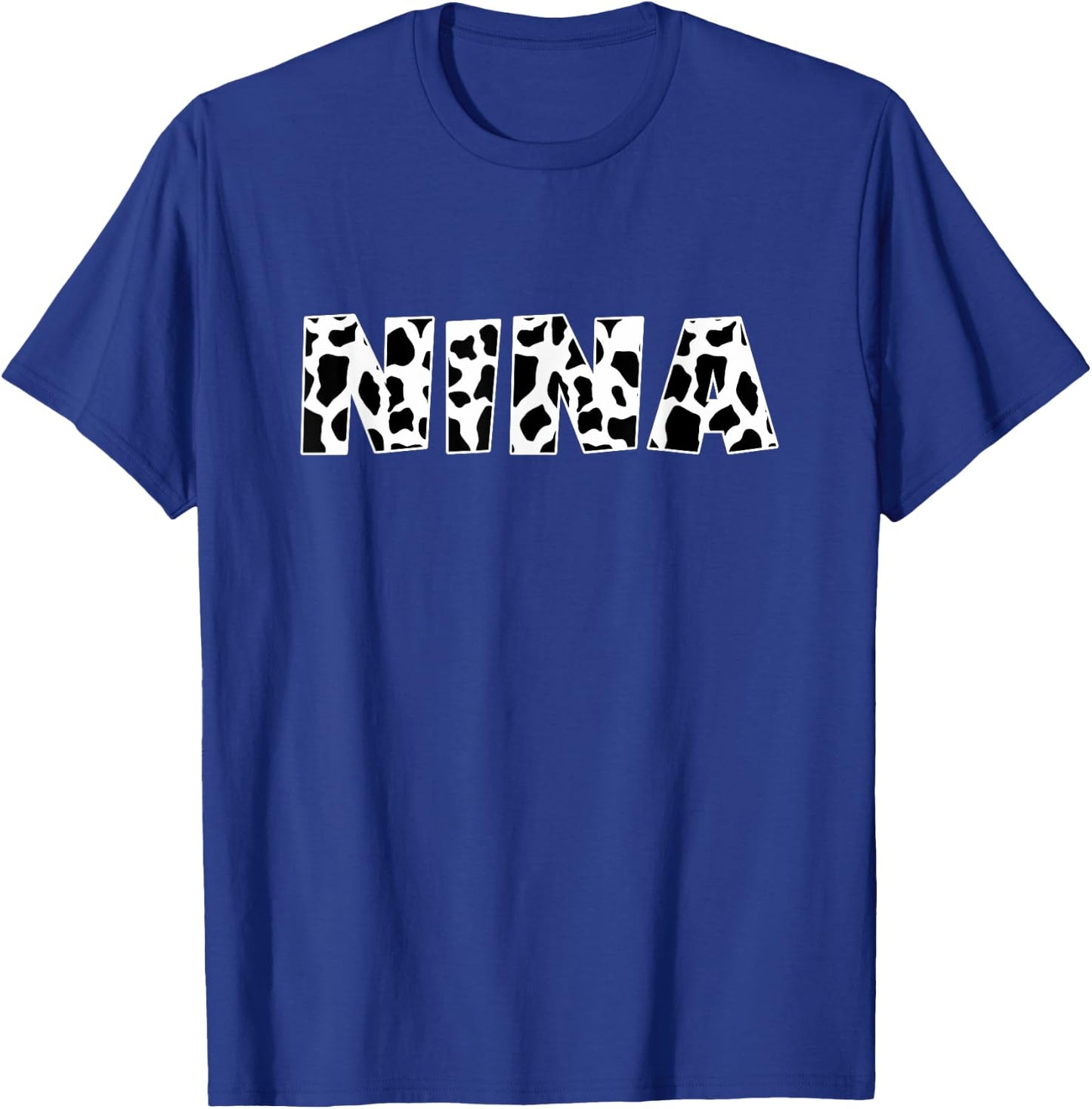 Nina Cow Print Animal Pattern Farmer Farm Grandma Funny T-Shirt - T-Shirt | Royal