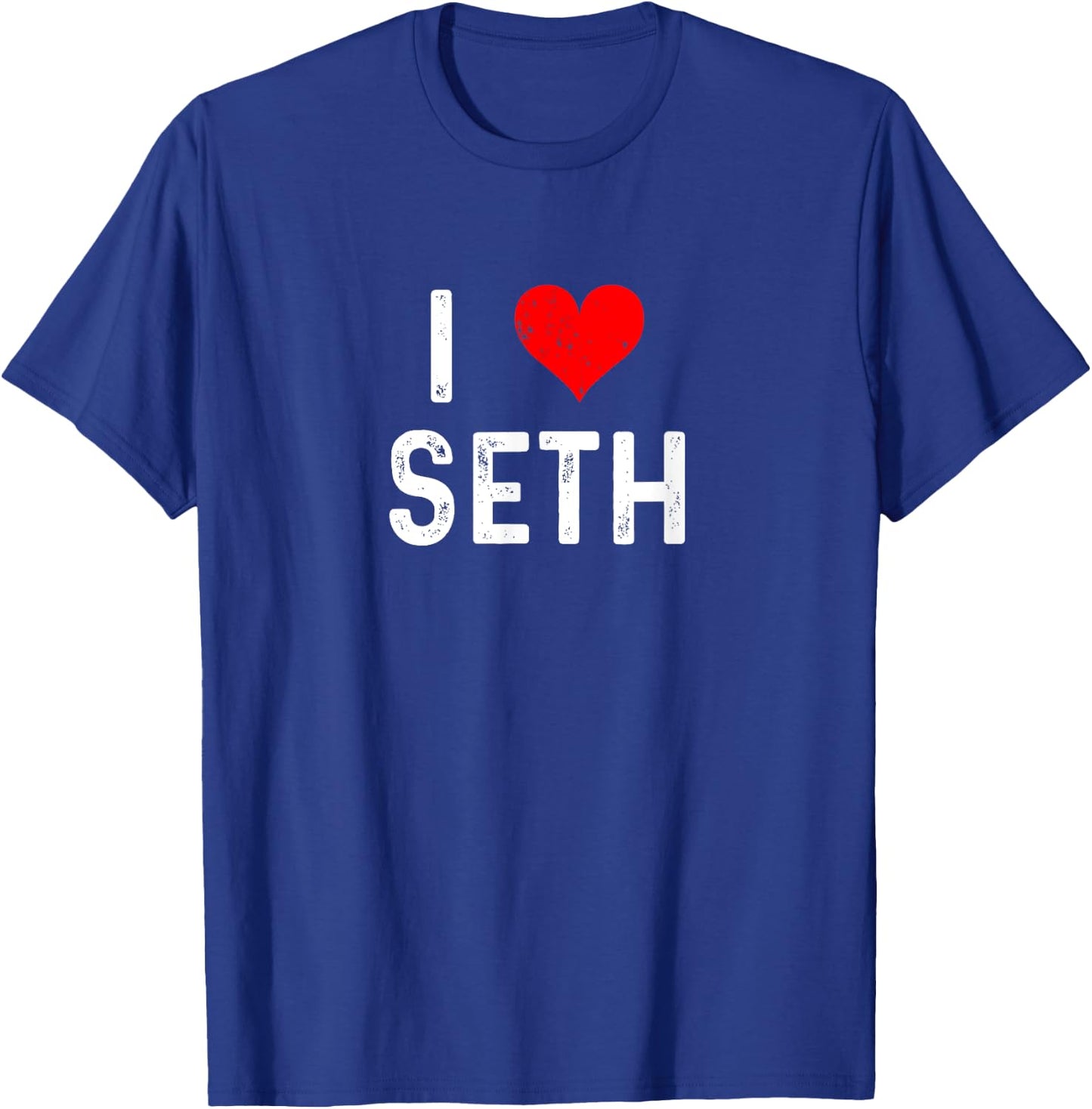 I Love Seth Distressed Heart T-Shirt - T-Shirt | Royal