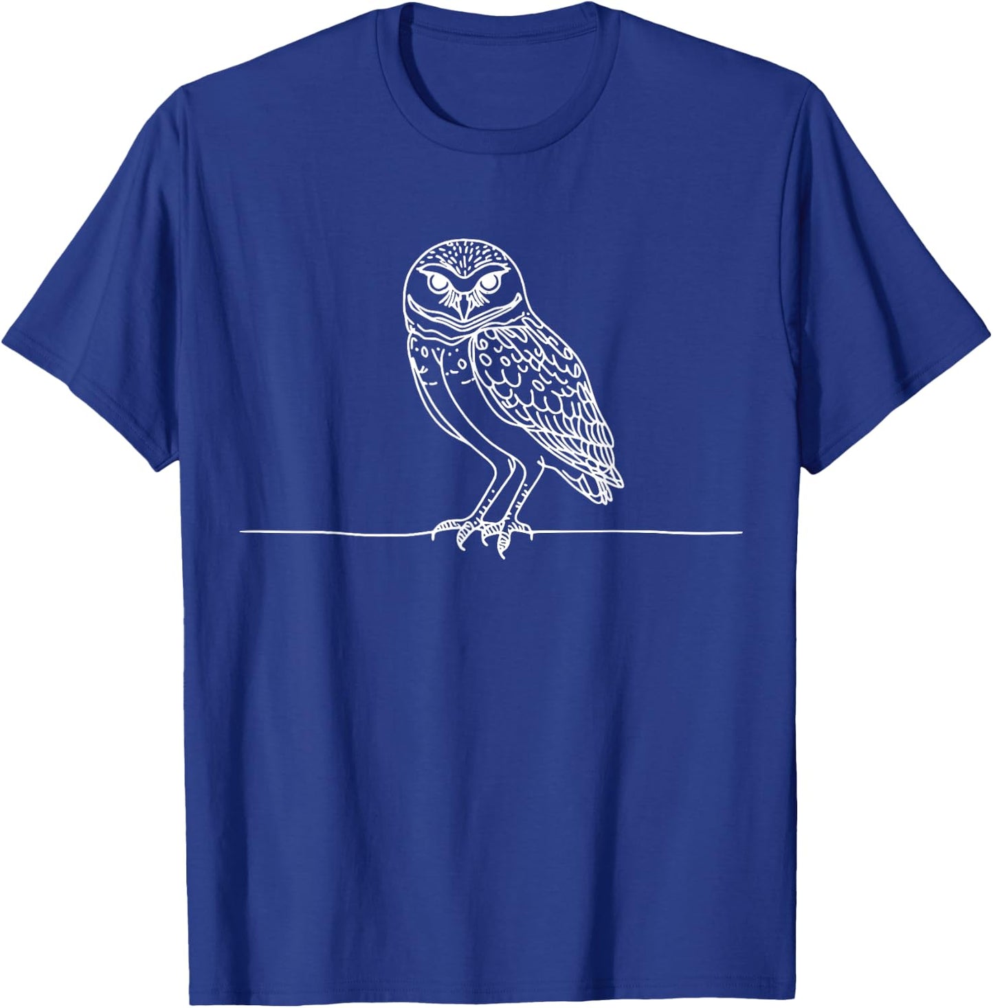 Line Art Bird & Ornithologist Burrowing Owl T-Shirt - T-Shirt | Royal