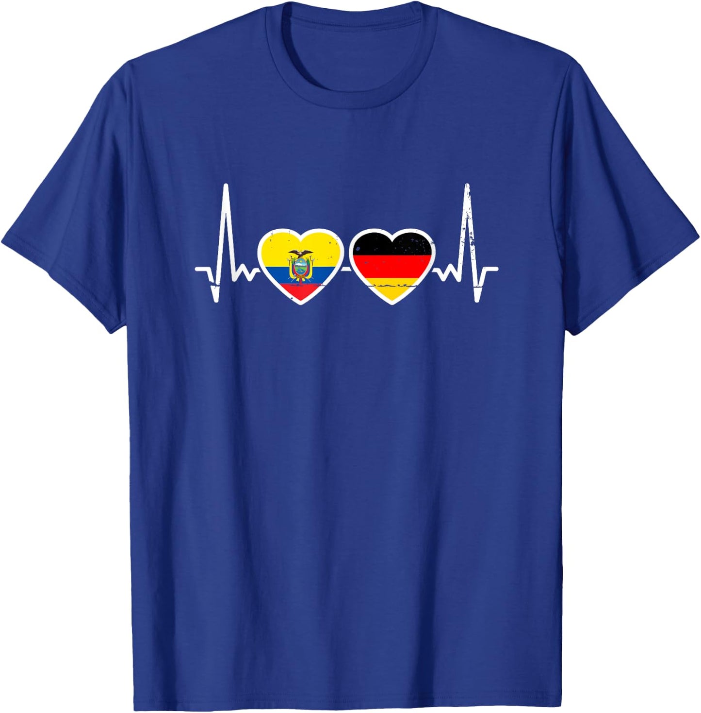 Ecuador Deutschland Vintage Herzschlag Flagge Ecuadorianer T-Shirt - T-Shirt | Royal