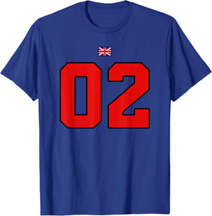 College 02 Number Style Vintage UK Flag T-Shirt - T-Shirt | Royal