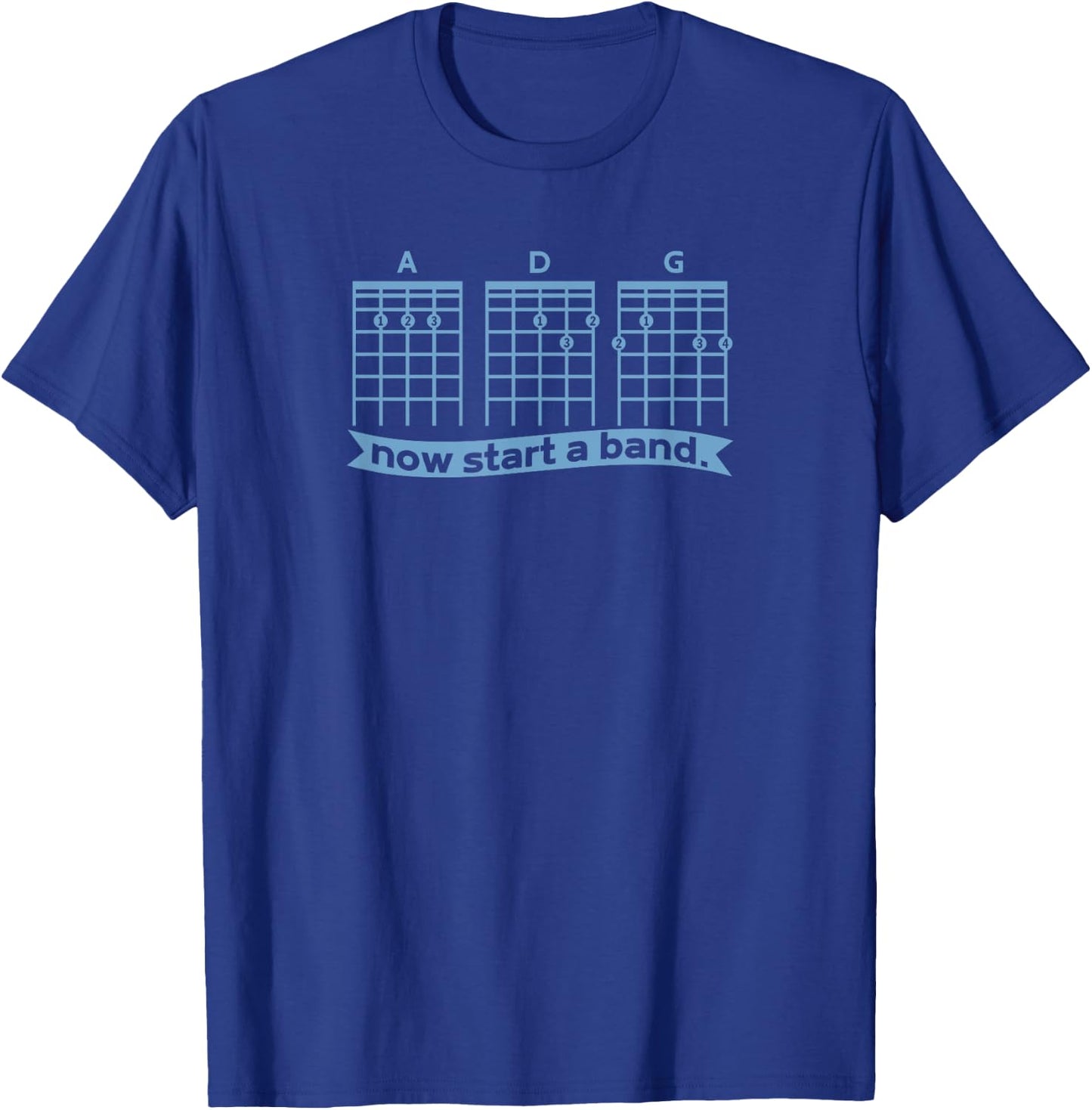 Guitar now start a Band and roll Rocker Piano Drummer Note T-Shirt - T-Shirt | Royal