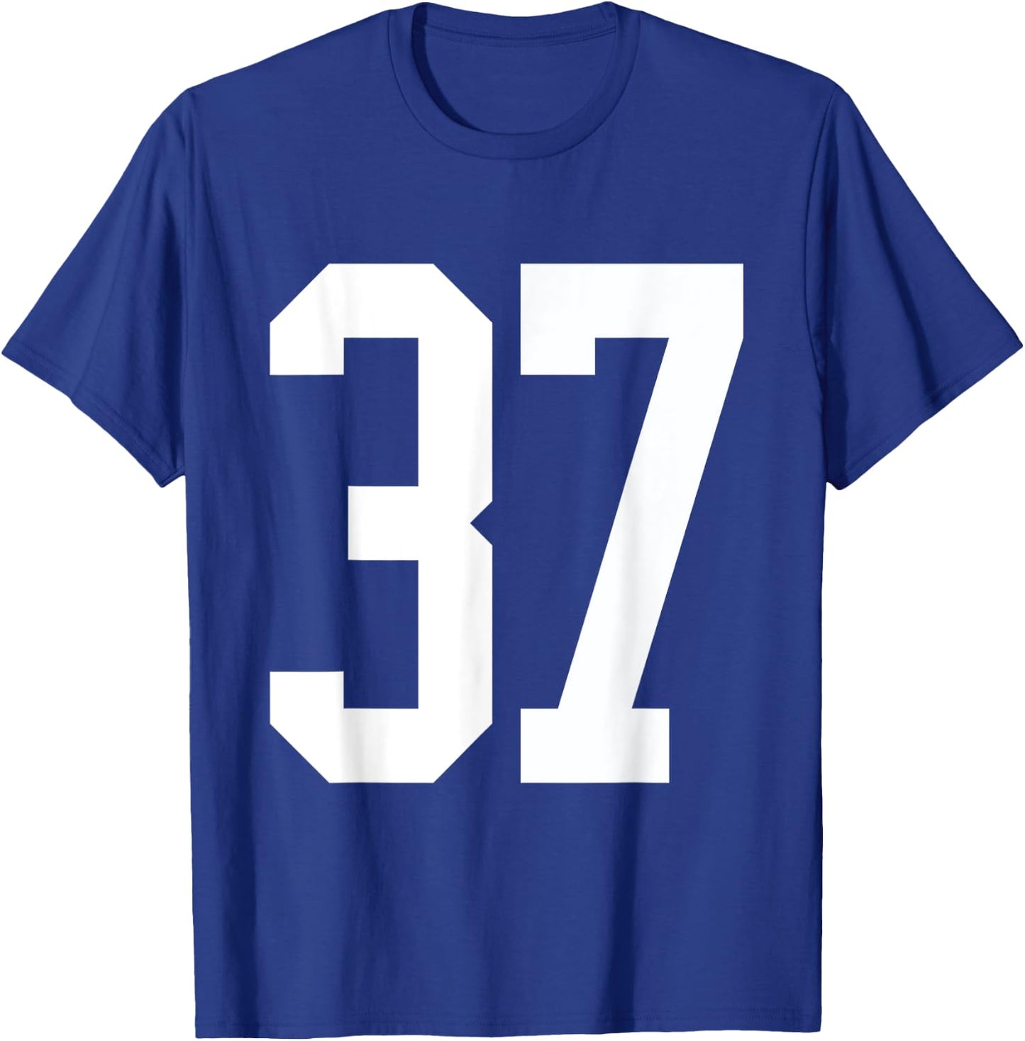 #37 White Number 37 Sports Fan Jersey Style T-Shirt - T-Shirt | Royal