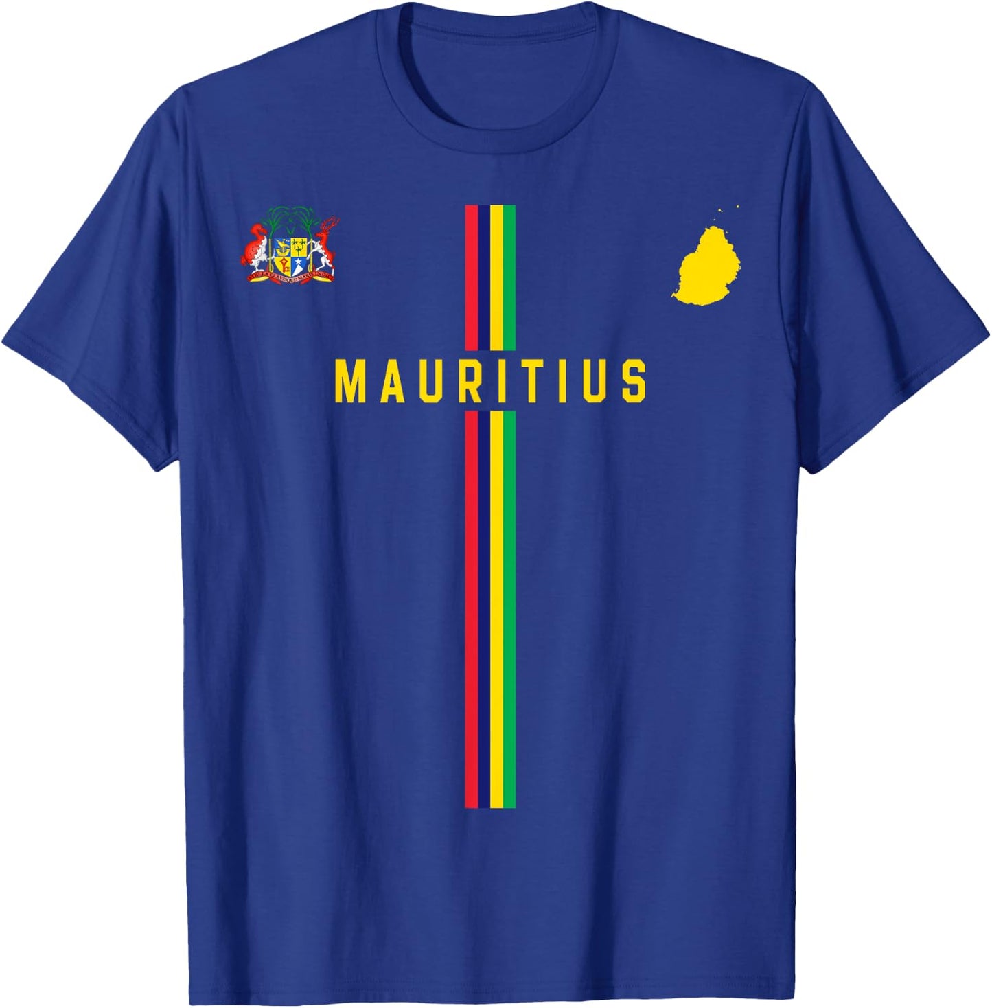 Flag of Mauritius, Silhouette Map of Mauritius, Coat of Arms , Black, S T-Shirt - T-Shirt | Royal