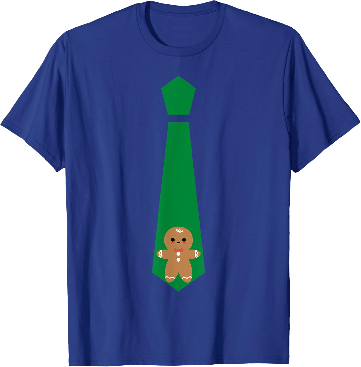 Funny Christmas Tie Gingerbread Graphic Minimalist T-Shirt - T-Shirt | Royal