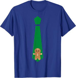 Funny Christmas Tie Gingerbread Graphic Minimalist T-Shirt - T-Shirt | Royal