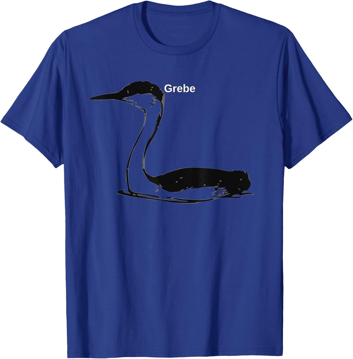 Grebe Bird Aquatic Art Illustration T-Shirt - T-Shirt | Royal