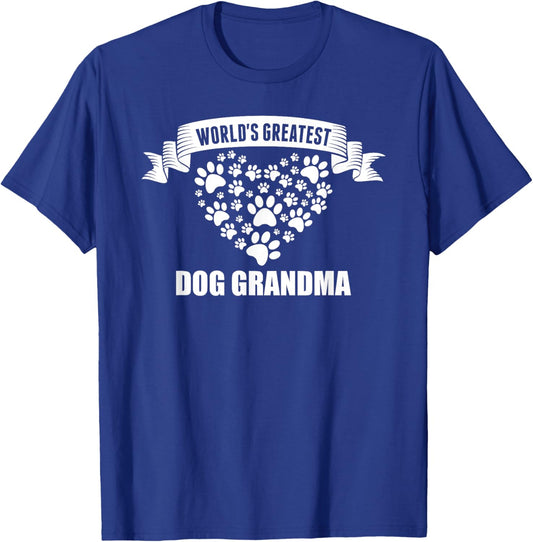 World's Greatest Dog Grandma Fur Babies Paws T Shirt Women Girls Kids T-Shirt - T-Shirt | Royal
