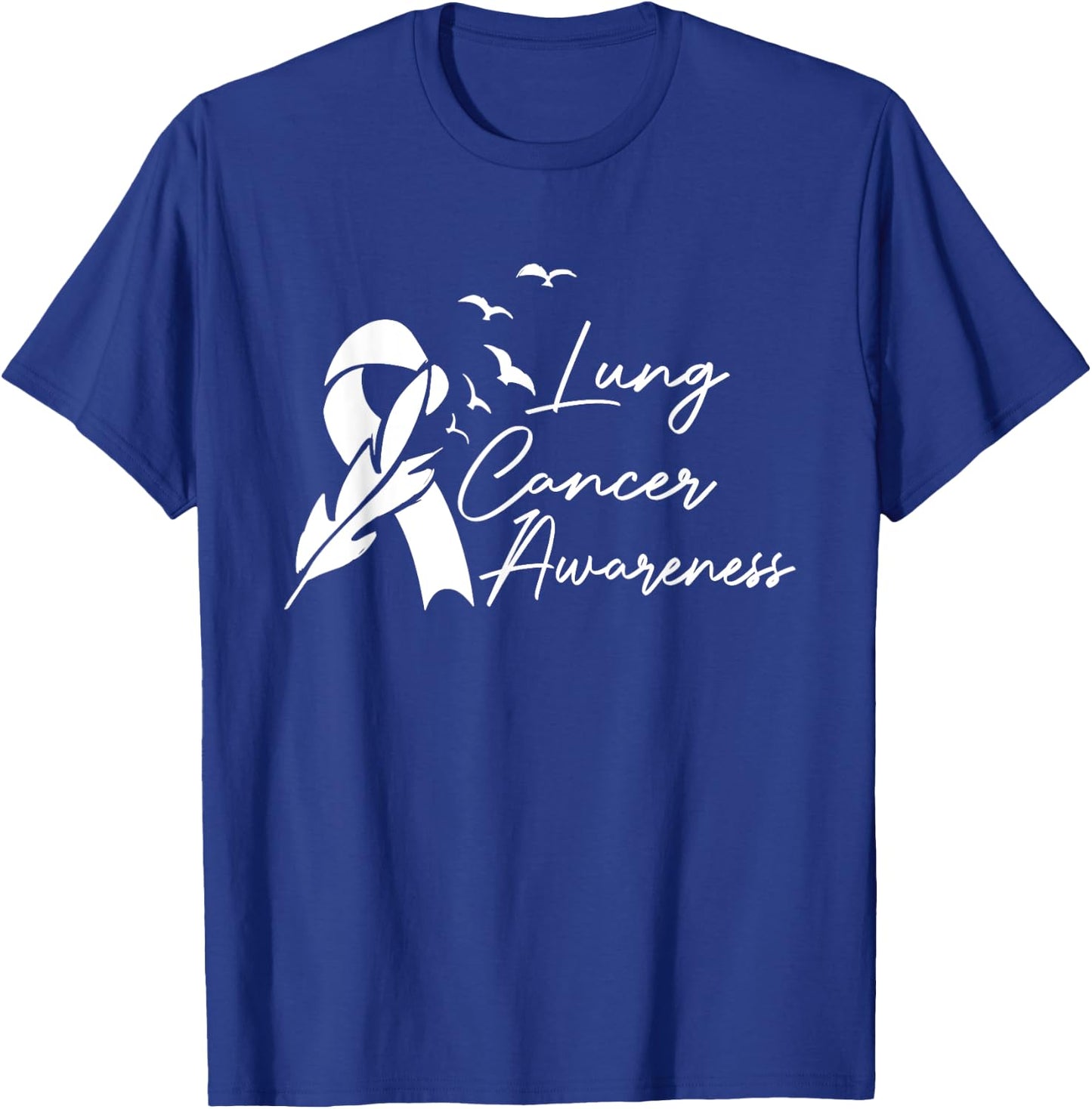 Cute Lung Cancer Awareness Month White Ribbon Men Women Kids T-Shirt - T-Shirt | Royal