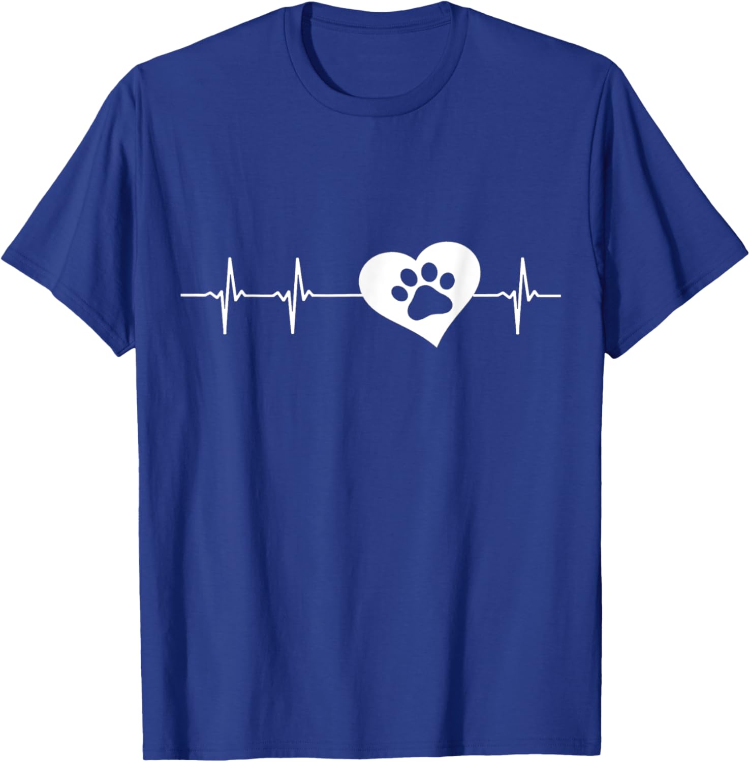 Dog Animal Pet Rescue Heart Beat Paw Print Shirt Men Women Girls Kids T-Shirt - T-Shirt | Royal