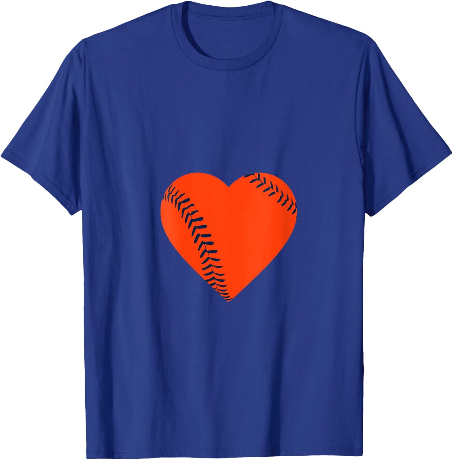 Orange Navy Blue Baseball Heart V-Neck T-Shirt - T-Shirt | Royal
