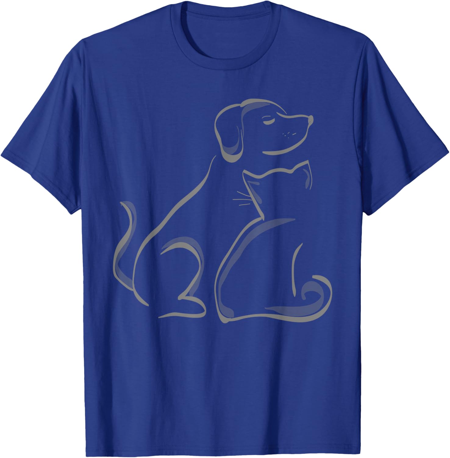 A cat and a dog silhoutte friendship T-Shirt - T-Shirt | Royal