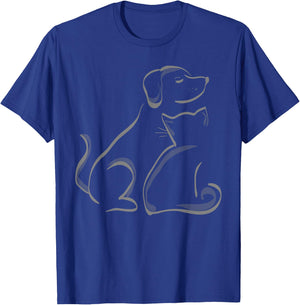 A cat and a dog silhoutte friendship T-Shirt - T-Shirt | Royal