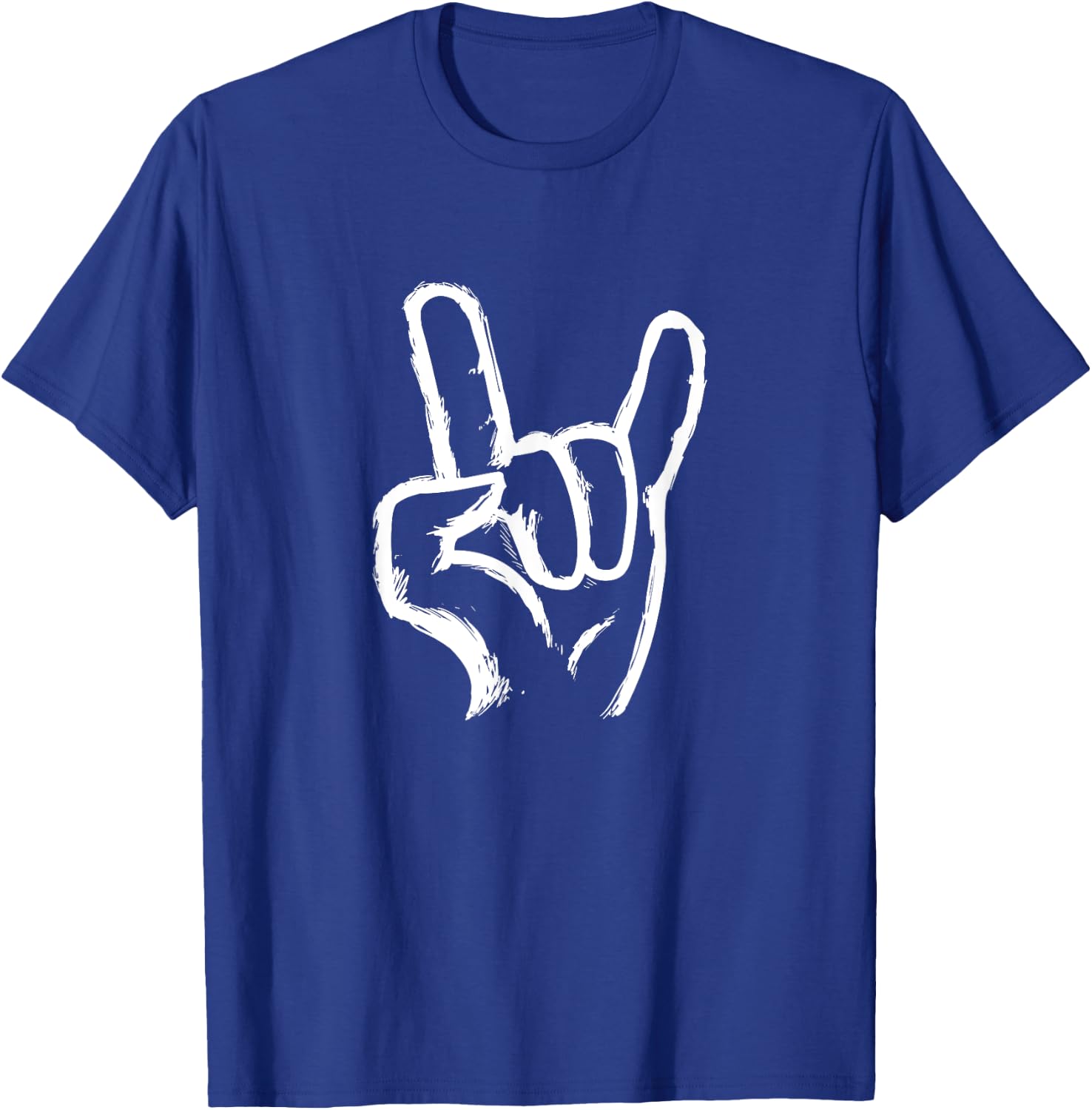Rock On Hand Sign Symbol Gesture Rock Lover Gift Men Women T-Shirt - T-Shirt | Royal