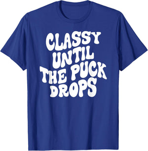 Hocky Lover Hockey Mom Retro Groovy Funny Classy Until the P T-Shirt - T-Shirt | Royal